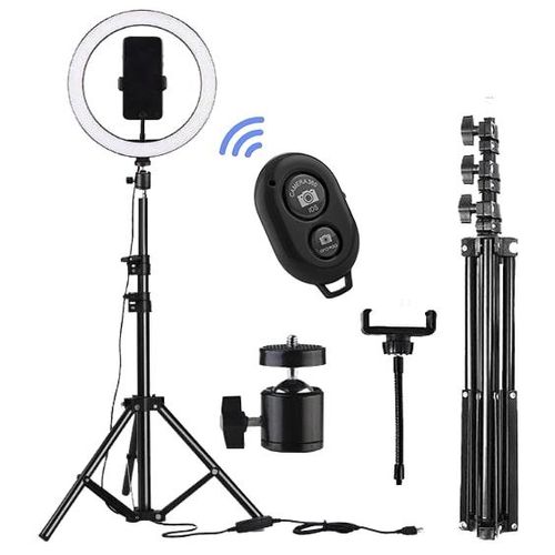 10 inch Ring Light + 2.1 Meter Stand + Remote Control image 1